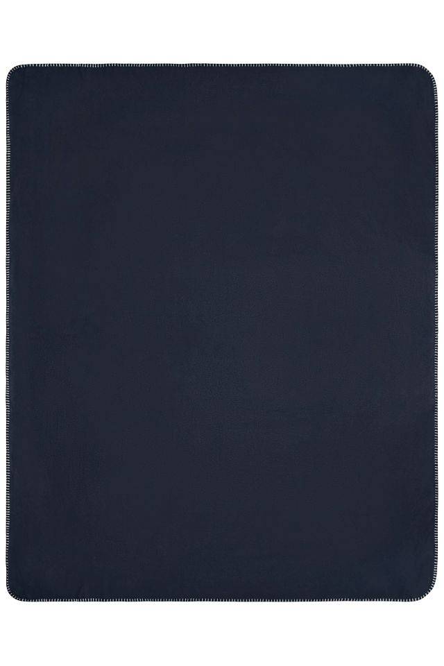 Fleece Blanket Fleecedecke mit gekettelten Kanten blau/braun, Gr. one size-1