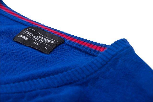 Men's V-Neck Pullover Klassischer Baumwoll-Pullover grau/schwarz, Gr. L-2
