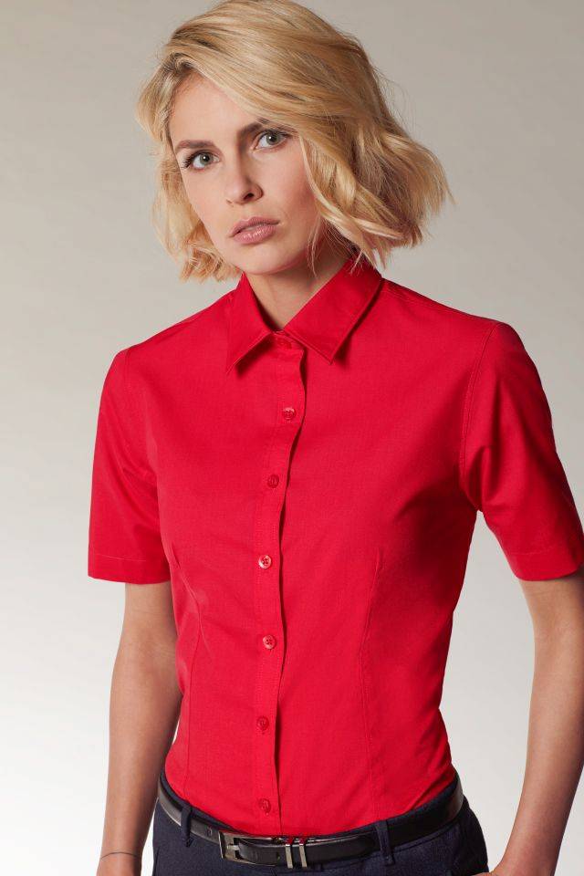 Ladies' Shirt Shortsleeve Poplin Klassisches Shirt aus pflegeleichtem Mischgewebe braun, Gr. M-1