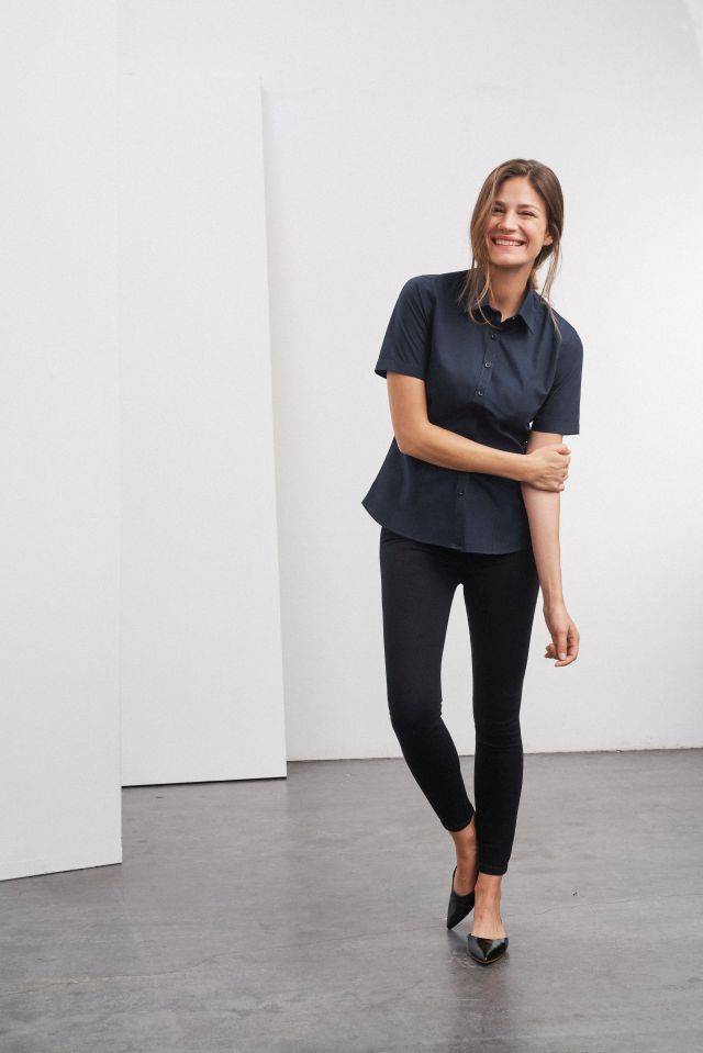 Ladies' Shirt Shortsleeve Poplin Klassisches Shirt aus pflegeleichtem Mischgewebe braun, Gr. M-3
