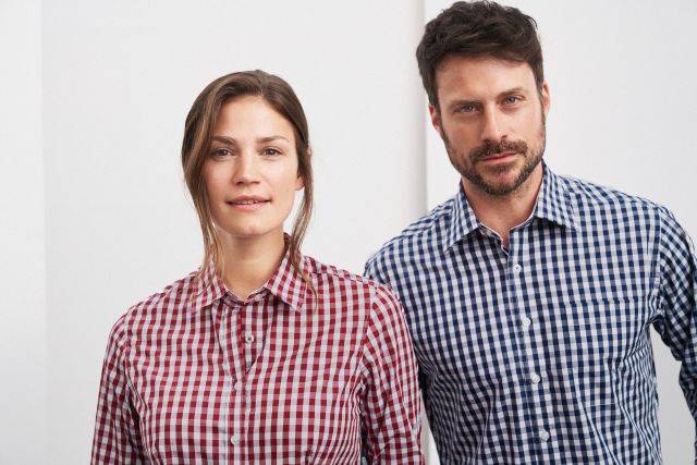 Men's Checked Shirt Modisches Karoshirt mit Uni-Einsätzen an Kragen und Manschette grün/weiß, Gr. M-3