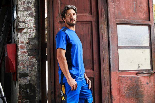 Men's Workwear T-Shirt - STRONG - Strapazierfähiges und pflegeleichtes T-Shirt mit schwarz/braun/grau, Gr. 5XL-1