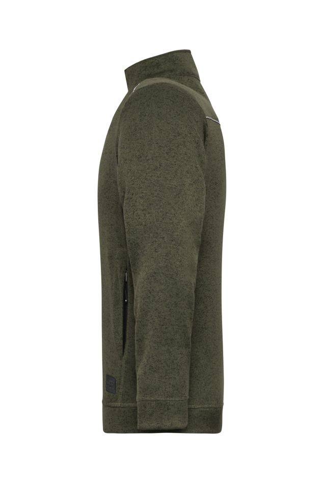 Men's Knitted Workwear Fleece Jacket - SOLID - Pflegeleichte Strickfleece-Jacke grün/oliv/schwarz, Gr. S-3