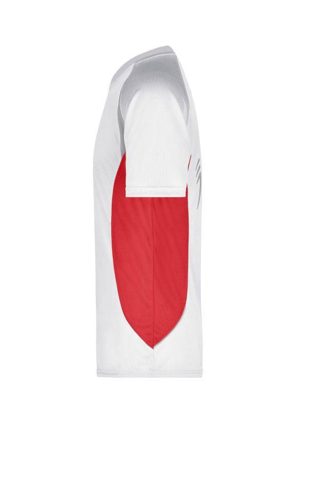 Men's Running-T Atmungsaktives Laufshirt weiß/rot, Gr. S-3