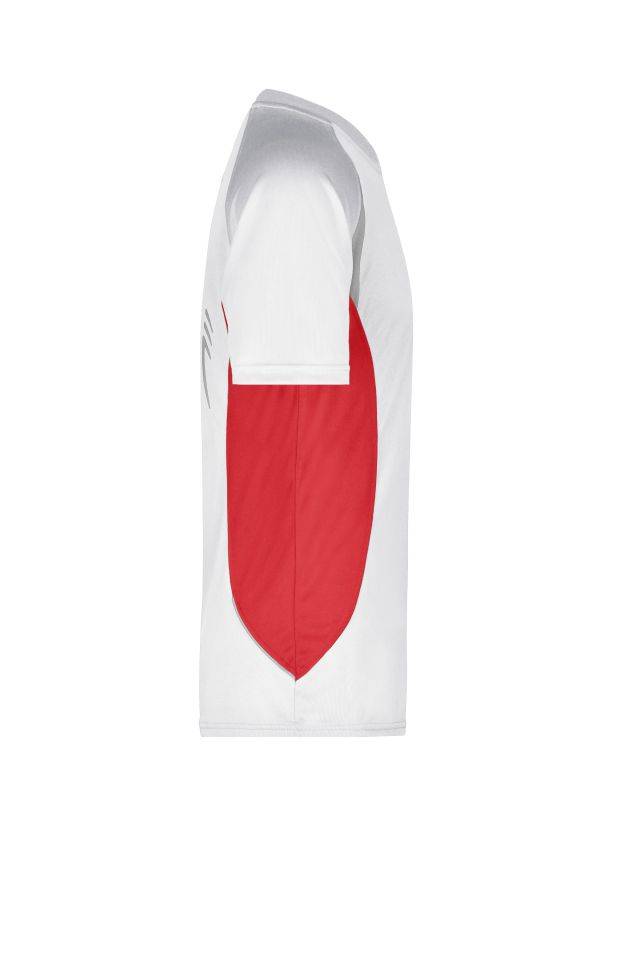 Men's Running-T Atmungsaktives Laufshirt weiß/rot, Gr. S-4