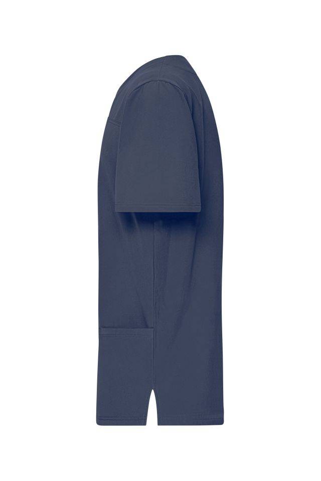Men's Stretch-Kasack Elastischer Kasack mit V-Ausschnitt blau, Gr. M-3