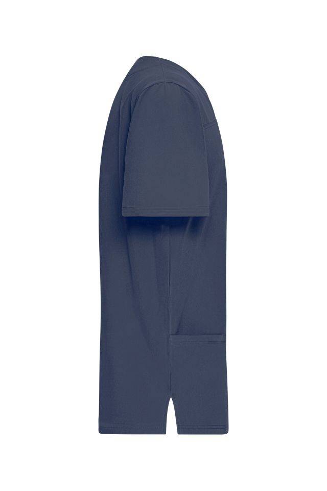 Men's Stretch-Kasack Elastischer Kasack mit V-Ausschnitt blau, Gr. M-4