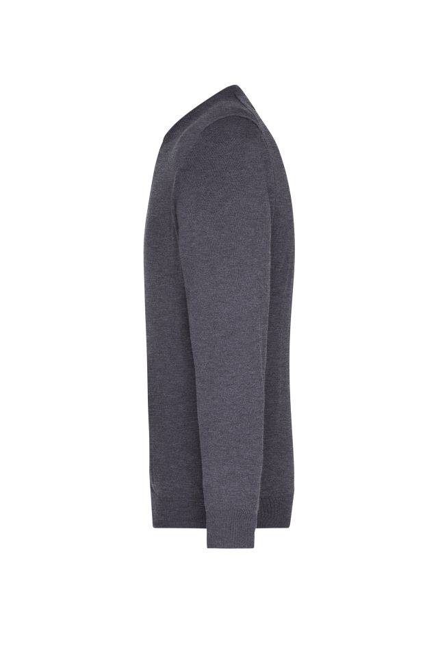 Men's V-Neck Pullover Klassischer Baumwoll-Pullover grau/schwarz, Gr. L-3