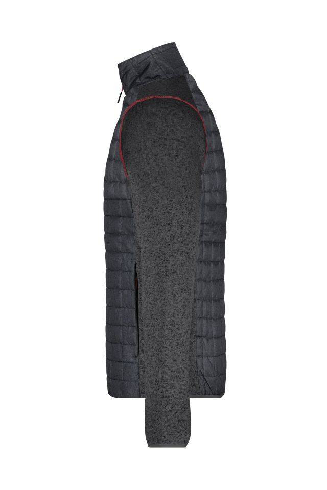 Men's Knitted Hybrid Jacket Strickfleecejacke im stylischen Materialmix grau, Gr. XL-3