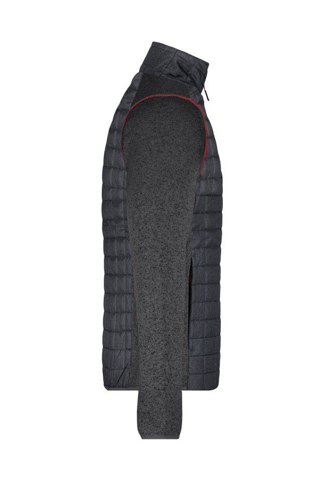 Men's Knitted Hybrid Jacket Strickfleecejacke im stylischen Materialmix grau, Gr. XL-4