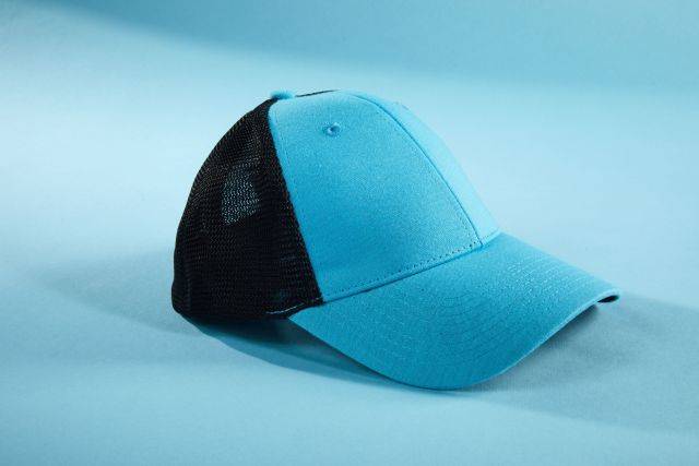 6 Panel Elastic Fit Mesh Cap Trendiges 6 Panel Mesh Cap schwarz/blau, Gr. S/M-2