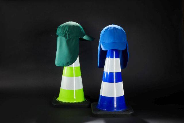 6 Panel Cap with Neck Guard 6 Panel Cap mit extra langem Nackenschutz blau, Gr. one size-3