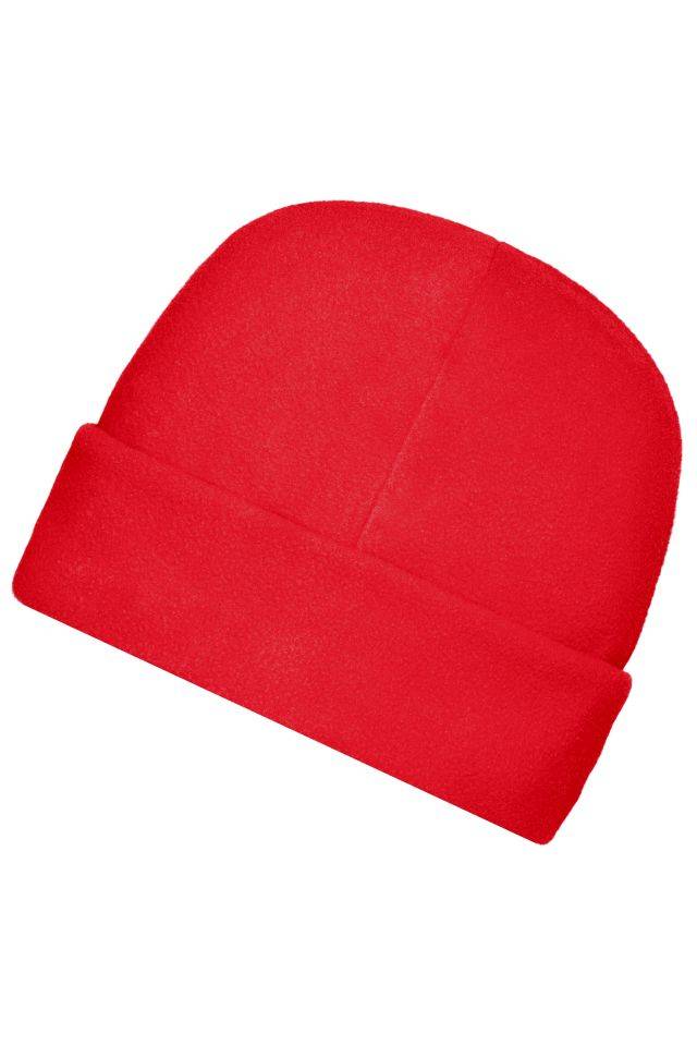 Microfleece Cap Wärmende Fleece Mütze mit breitem Umschlag rot, Gr. M/L-1