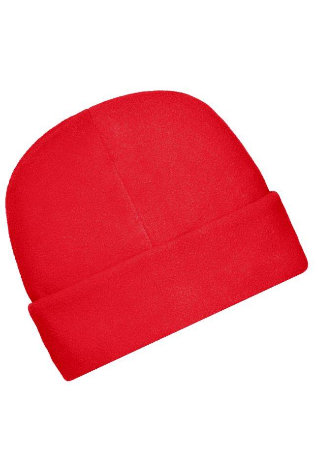 Microfleece Cap Wärmende Fleece Mütze mit breitem Umschlag rot, Gr. M/L-2