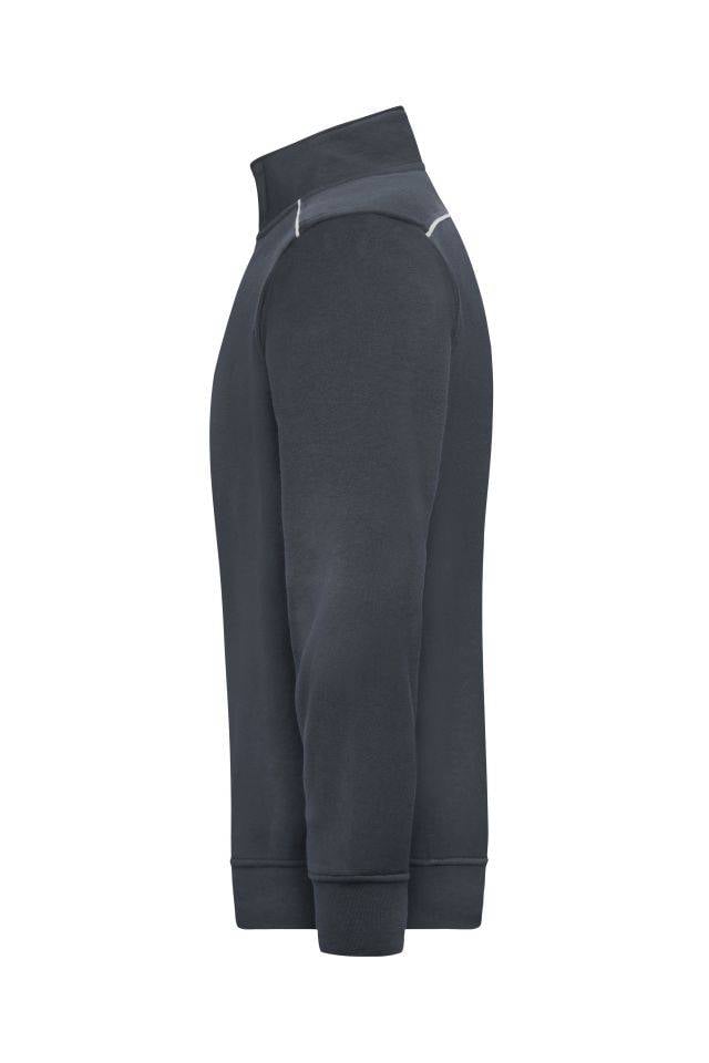 Workwear Half-Zip Sweat - SOLID - Sweatshirt mit Stehkragen, Reißverschluss und Kontrastpaspel grau, Gr. S-3
