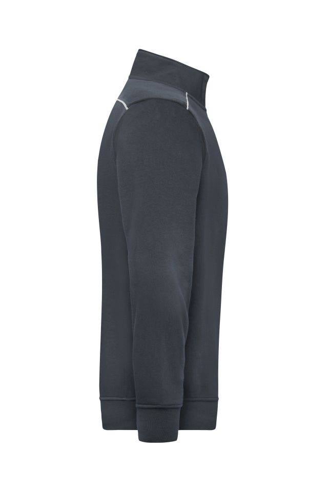 Workwear Half-Zip Sweat - SOLID - Sweatshirt mit Stehkragen, Reißverschluss und Kontrastpaspel grau, Gr. S-4