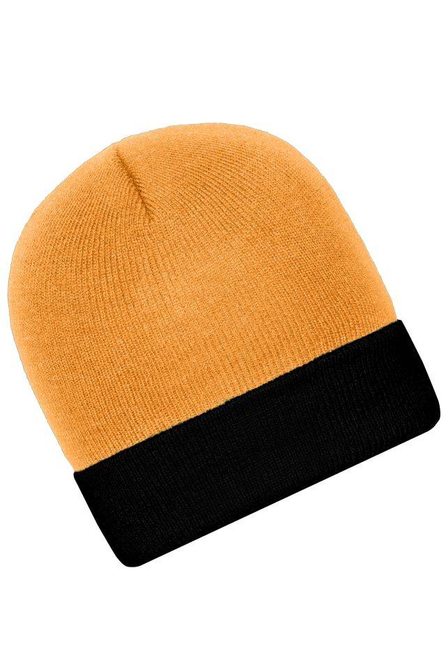 Knitted Cap Klassische Strickmütze mit Umschlag schwarz/orange, Gr. one size-2