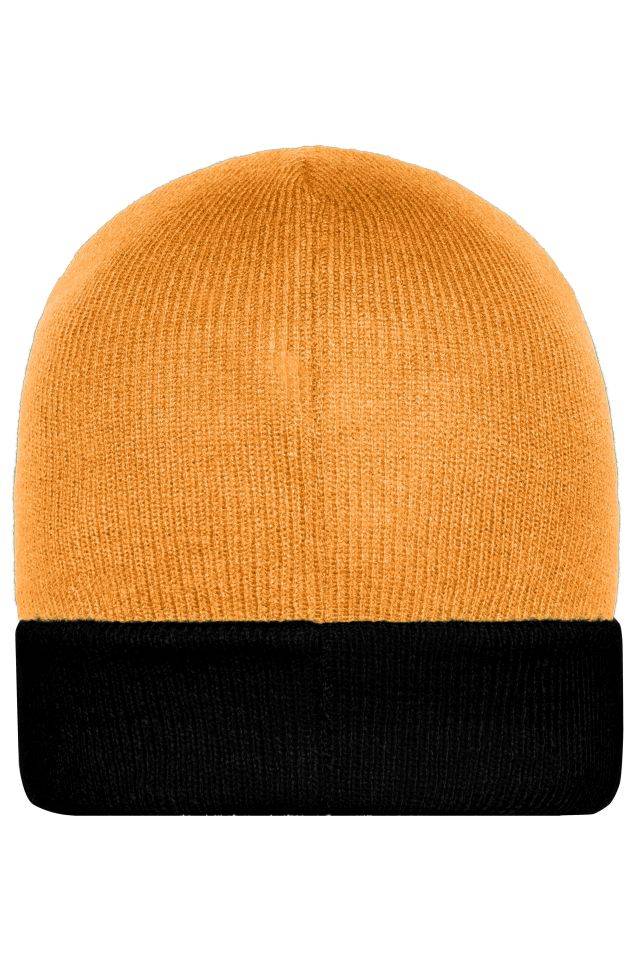 Knitted Cap Klassische Strickmütze mit Umschlag schwarz/orange, Gr. one size-3