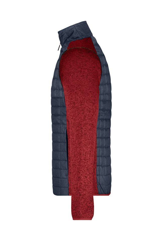 Men's Knitted Hybrid Jacket Strickfleecejacke im stylischen Materialmix rot/grau, Gr. L-3