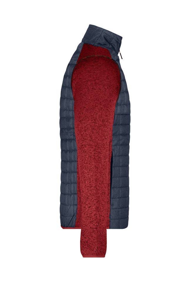 Men's Knitted Hybrid Jacket Strickfleecejacke im stylischen Materialmix rot/grau, Gr. L-4