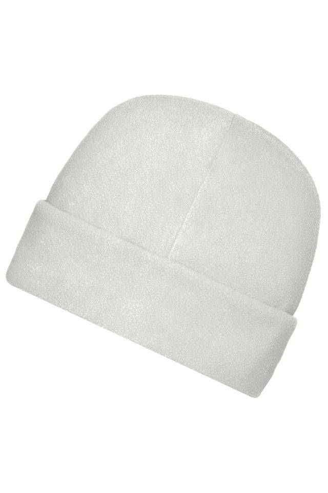 Microfleece Cap Wärmende Fleece Mütze mit breitem Umschlag weiß, Gr. M/L-1