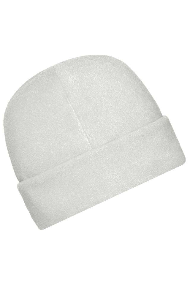 Microfleece Cap Wärmende Fleece Mütze mit breitem Umschlag weiß, Gr. M/L-2