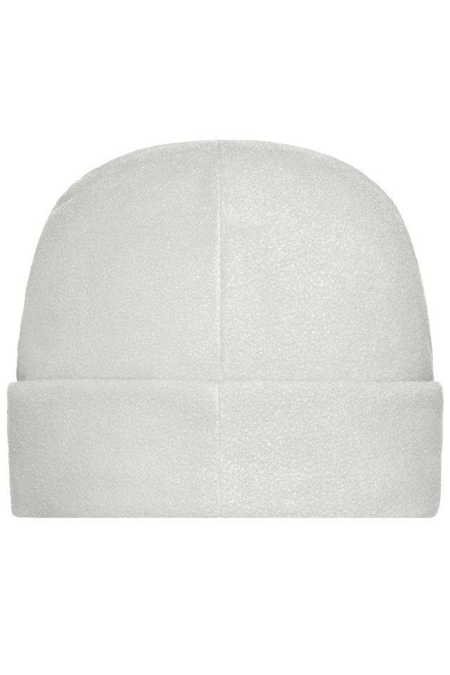Microfleece Cap Wärmende Fleece Mütze mit breitem Umschlag weiß, Gr. M/L-3