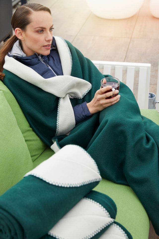 Bonded Fleece Blanket Hochwertige zweischichtige Fleecedecke für Büro, Gastronomie oder für grün/braun, Gr. one size-1