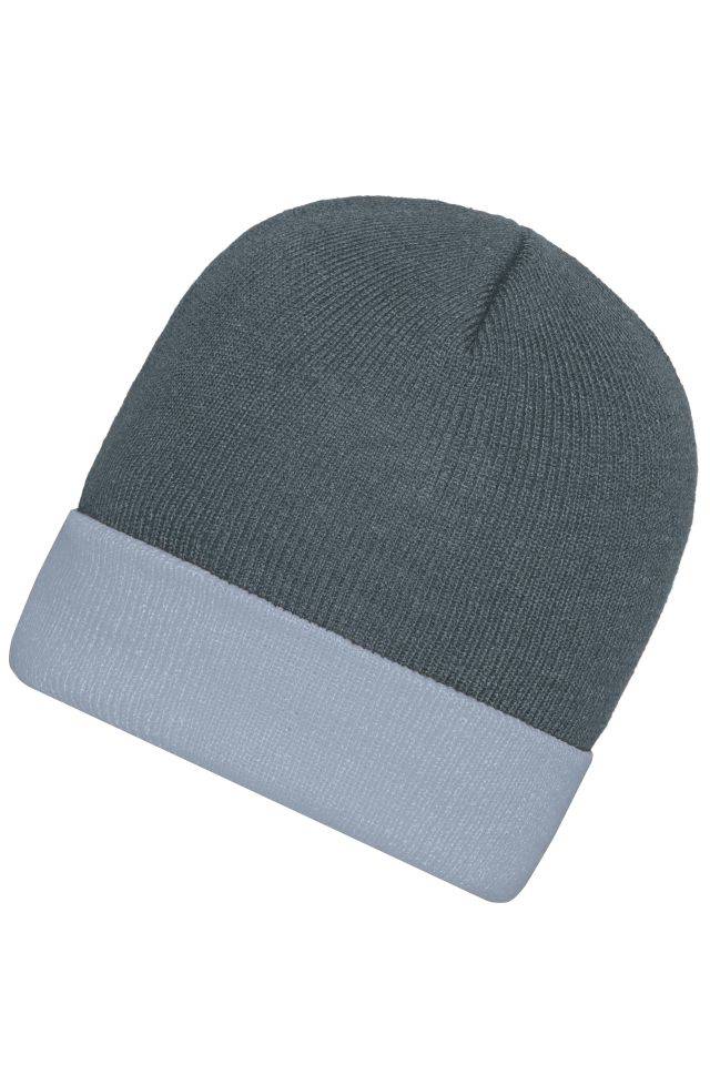 Knitted Cap Klassische Strickmütze mit Umschlag grau, Gr. one size-1
