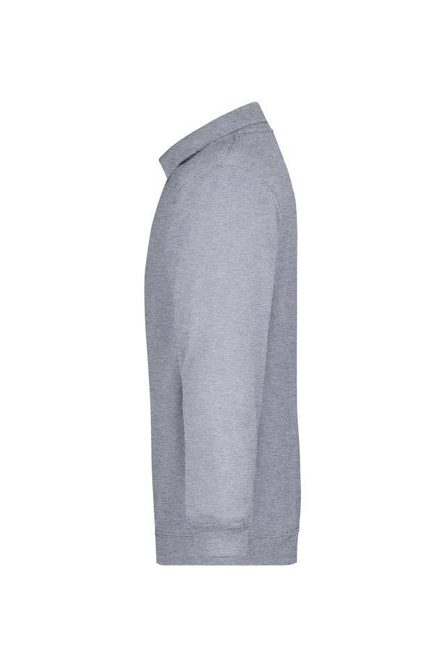 Polo-Sweat Heavy Klassisches Komfort Polo-Sweatshirt grau, Gr. XL-2