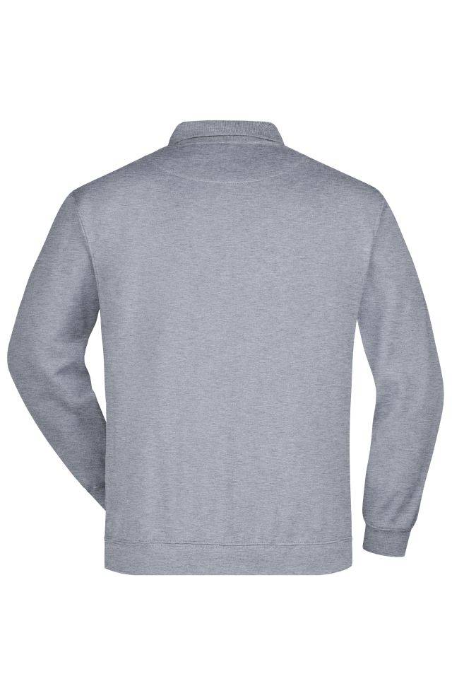 Polo-Sweat Heavy Klassisches Komfort Polo-Sweatshirt grau, Gr. XL-4