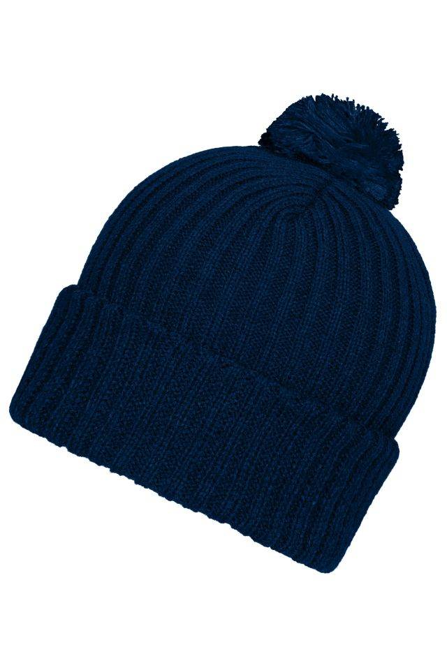 Knitted Cap with Pompon Trendige Pomponmütze in vielen Farben blau, Gr. one size-1
