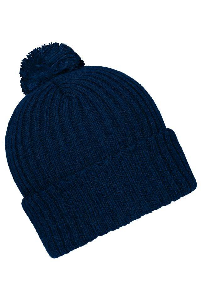 Knitted Cap with Pompon Trendige Pomponmütze in vielen Farben blau, Gr. one size-2