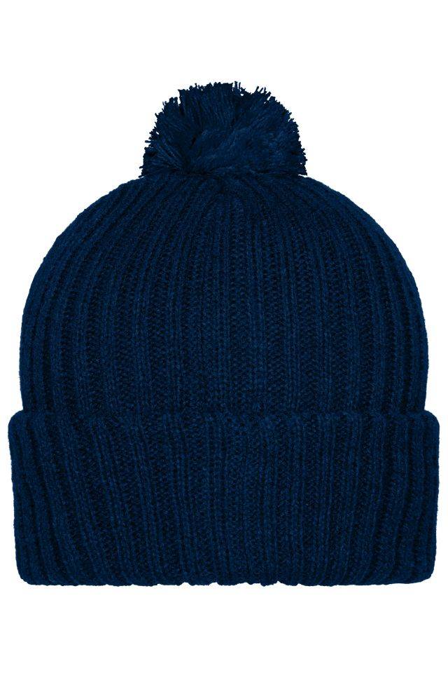 Knitted Cap with Pompon Trendige Pomponmütze in vielen Farben blau, Gr. one size-3