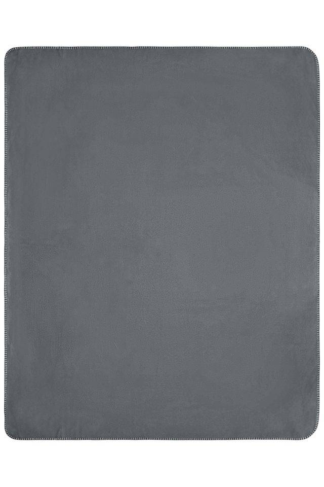 Fleece Blanket Fleecedecke mit gekettelten Kanten grau, Gr. one size-1