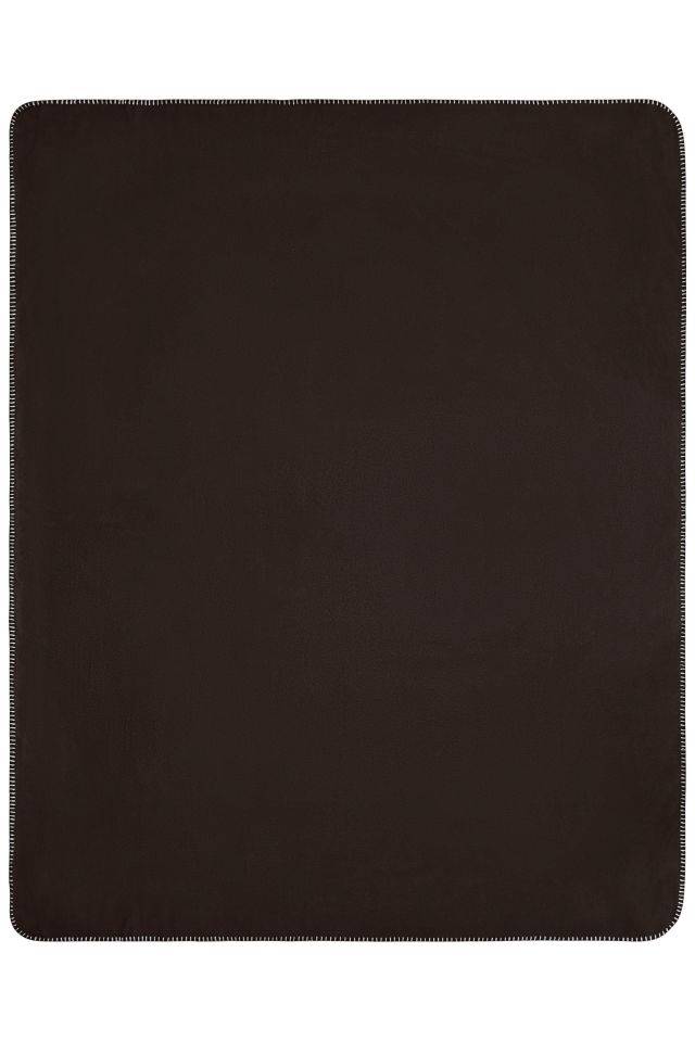Fleece Blanket Fleecedecke mit gekettelten Kanten braun, Gr. one size-1