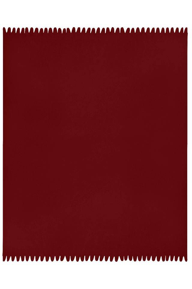 Fleece Blanket Fleecedecke mit abgerundeten Fransen rot/weinrot, Gr. one size-2