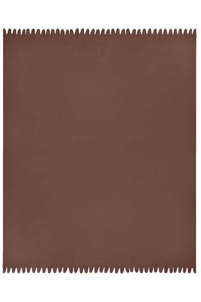 Fleece Blanket Fleecedecke mit abgerundeten Fransen braun, Gr. one size-2