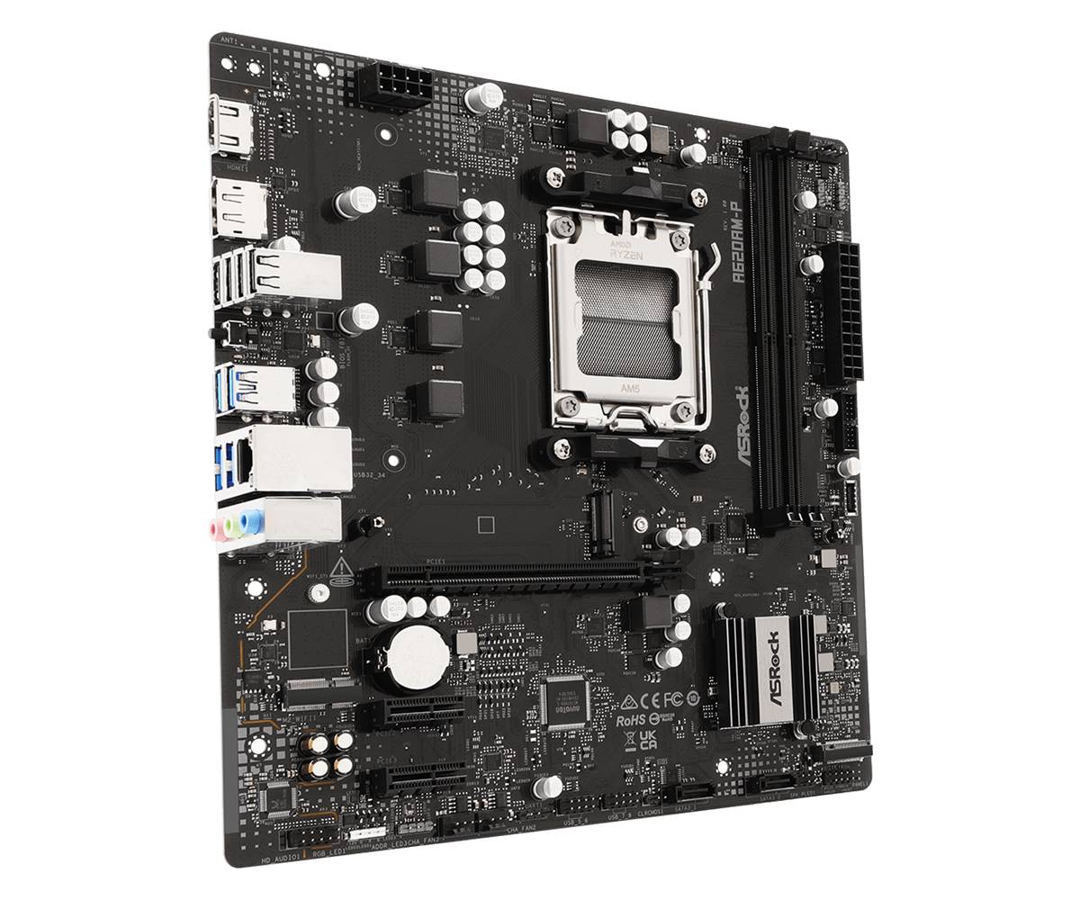 ASRock A620AM-P AMD A620A Sockel AM5 micro ATX - AMD Sockel AM5 (Ryzen Zen4) - Micro/Mini/Flex-ATX-1