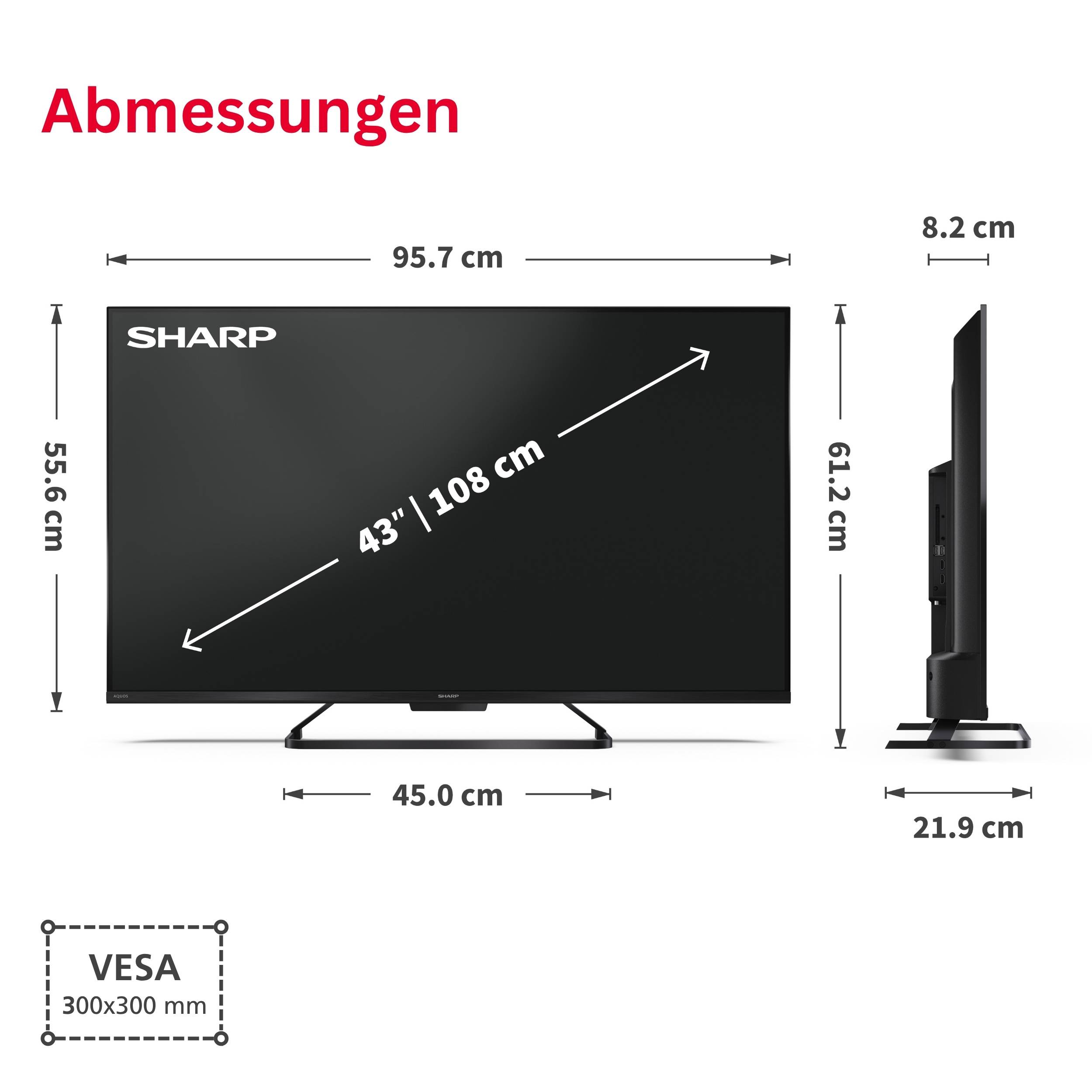 Sharp 43HR7765E QLED Fernseher 43 Zoll Google Smart TV HDR Dolby Vision 4K UHD 144Hz Gaming (2026)-2