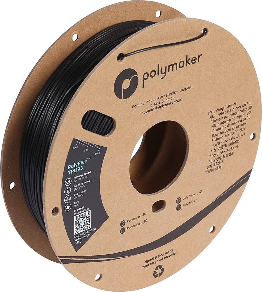 Polymaker PD02006 TPU90 Filament TPU flexibel 2.85 mm 750 g Schwarz PolyFlex™ 1 St.-5