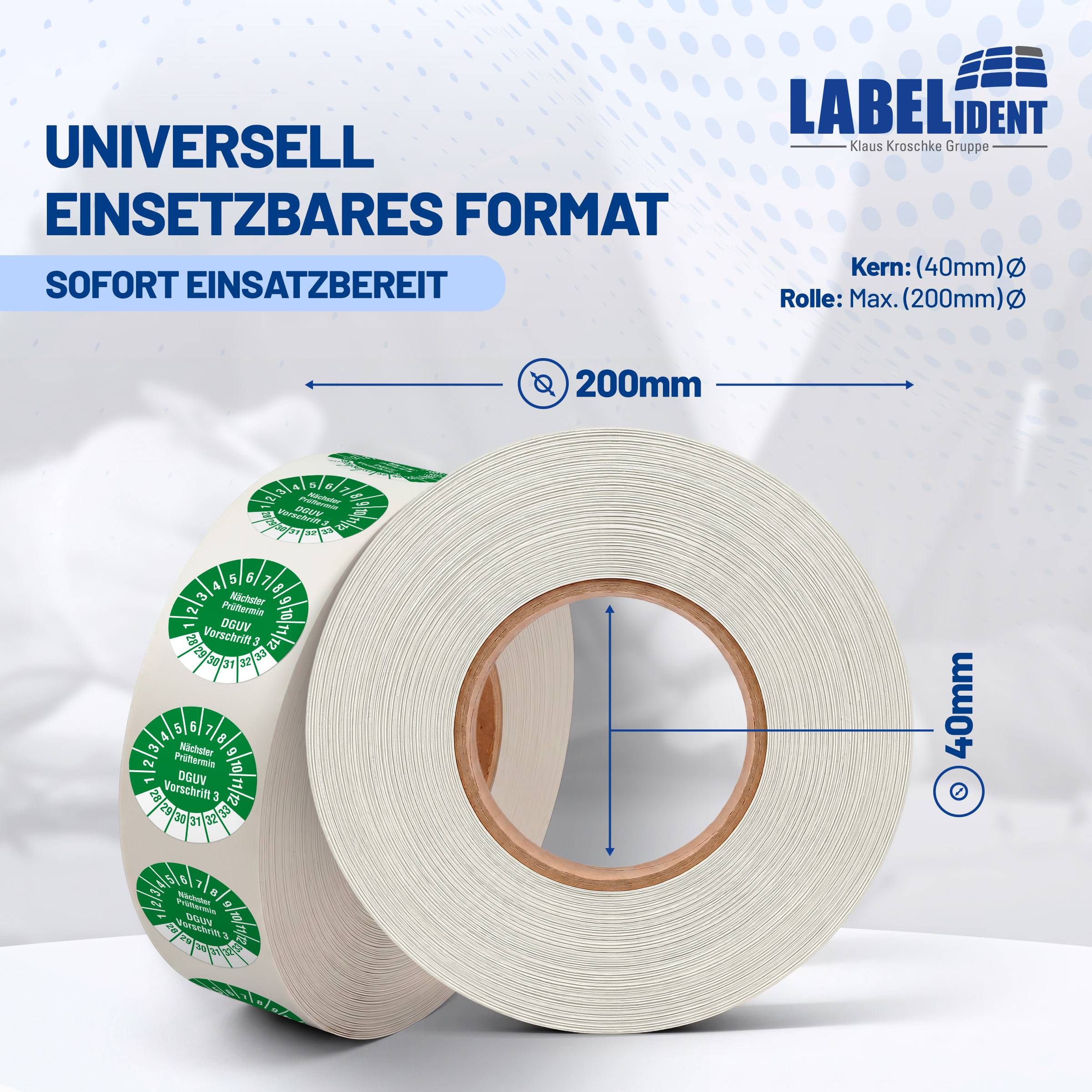 Labelident Prüfplaketten Nächster Prüftermin DGUV V3, Ø 20 mm, 1.000 Etiketten-3