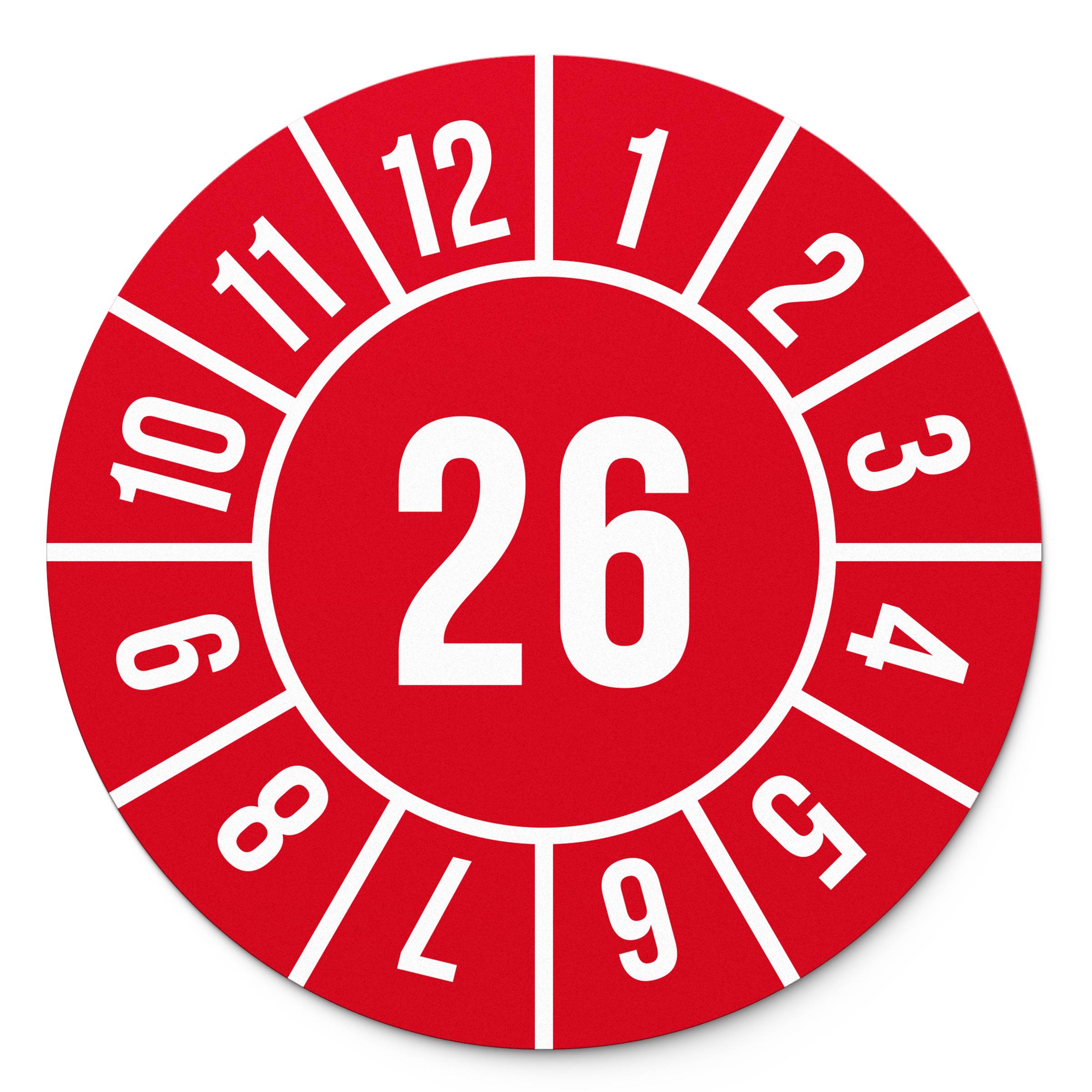 Labelident Prüfplaketten 2026, Monate - Jahreszahl, Ø 20 mm, 1.000 Etiketten-1