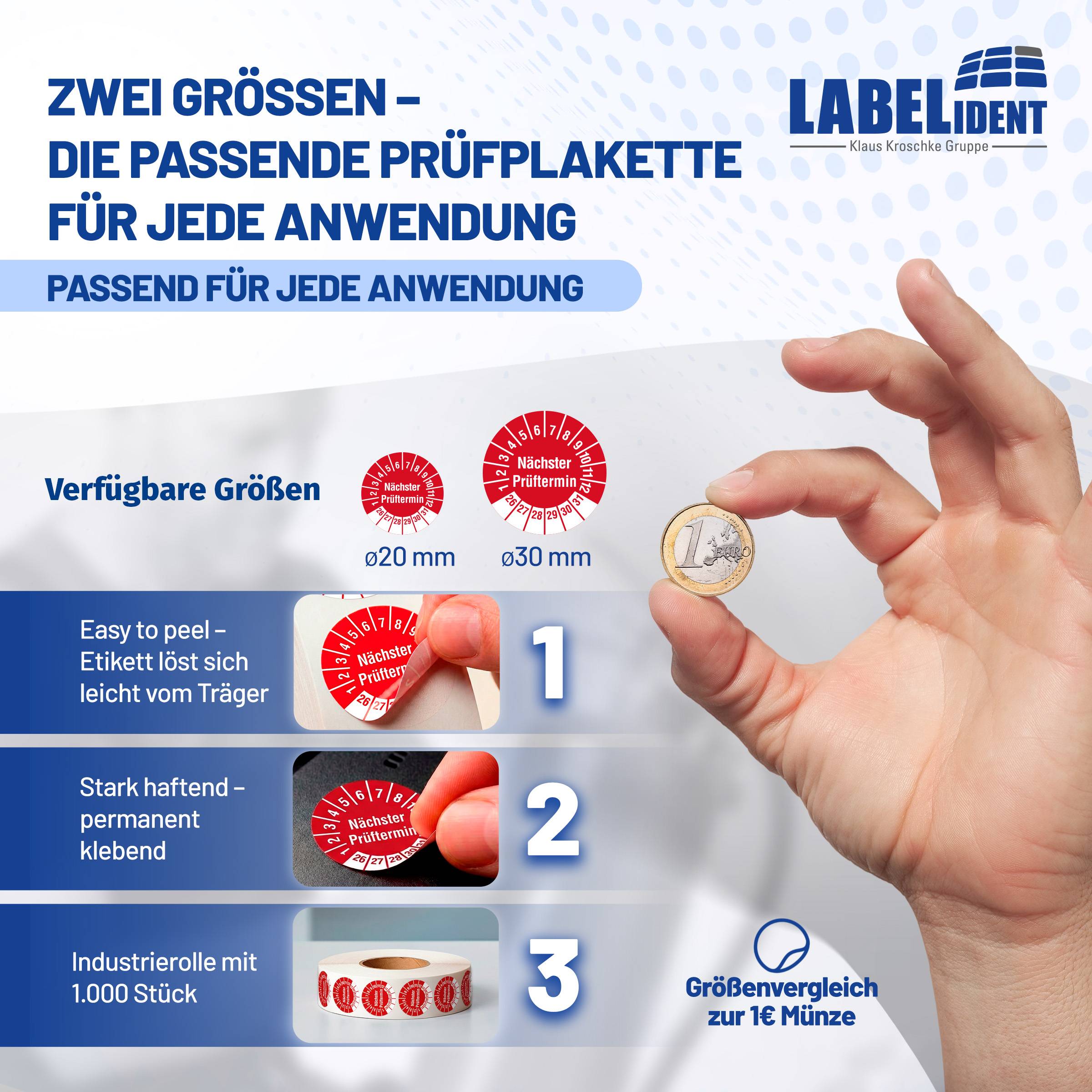 Labelident Prüfplaketten Nächster Prüftermin, Ø 20 mm, 1.000 Etiketten-3