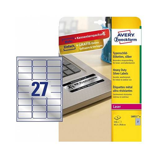 Avery Zweckform Heavy Duty L6011 - Polyester - matt - permanenter Klebstoff - Silber - 63.5 x 29.6 mm - 78 g/m² - 216 Et-0