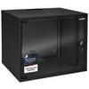 HMF 65709-02 Netzwerkschrank, Serverschrank 19 Zoll, 9 HE, 275 mm Einbautiefe, Glastür, Schwarz