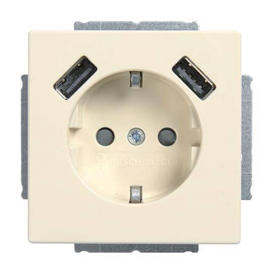 BUSCH JAEGER 20 EUCB2USB-82 SCHUKO-2x USB Steckdose - Zum Anschließen von elektr-0