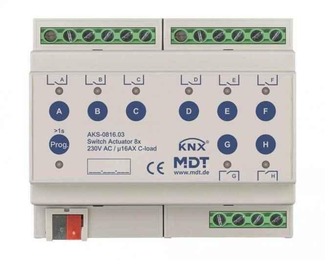 MDT technologies Schaltaktor AKS-0816.03 8fach 16A 230VAC 6TE REG-0