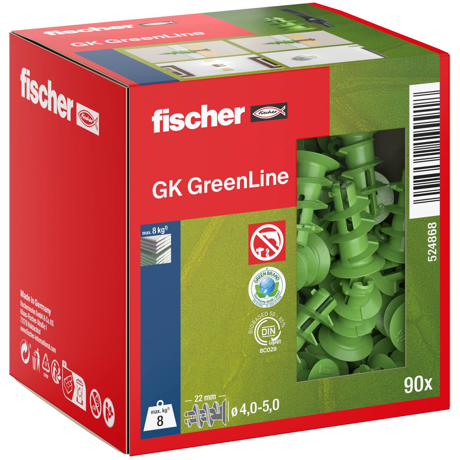 Fischer 90x Gipskartondübel GK GREEN - 524868-1