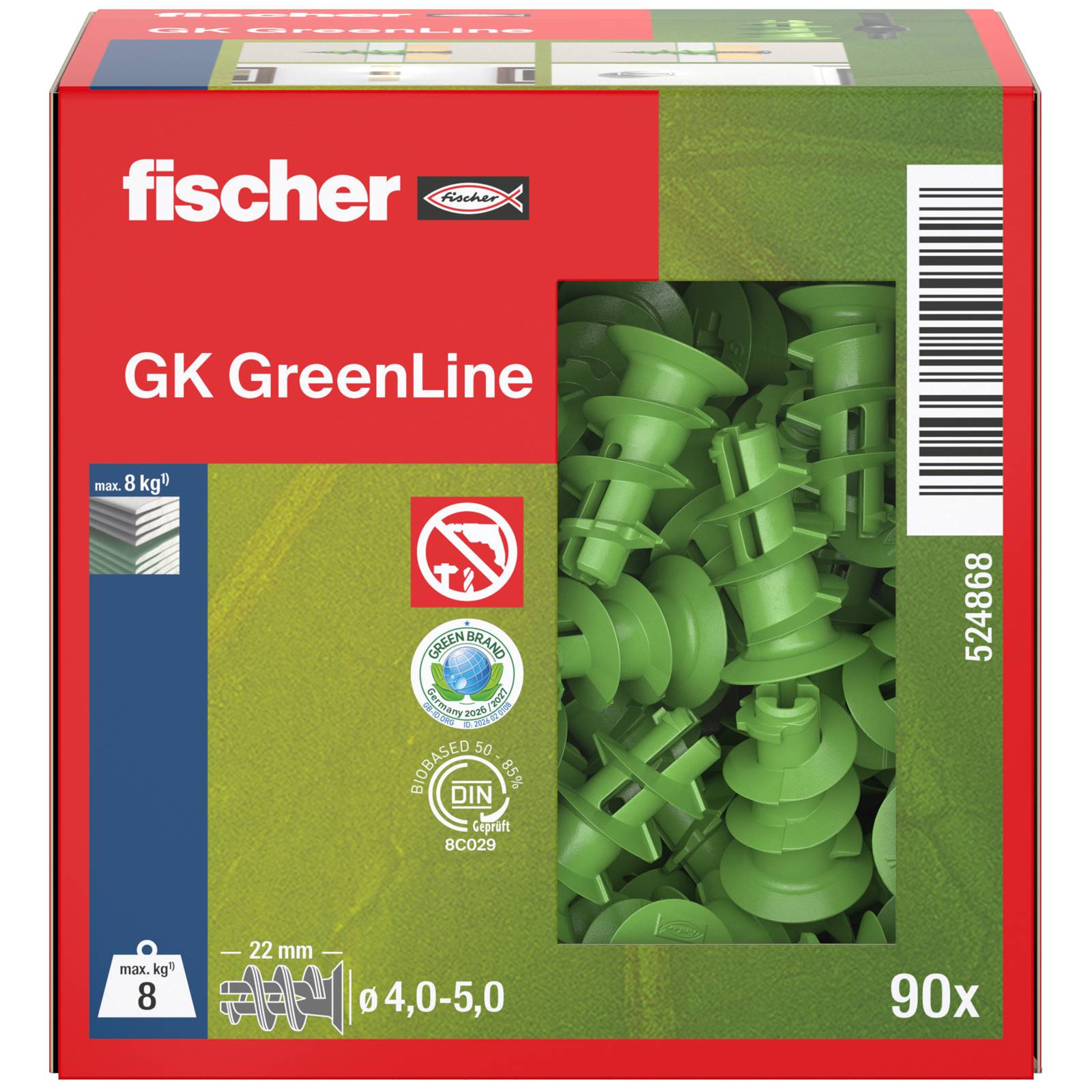 Fischer 90x Gipskartondübel GK GREEN - 524868-2